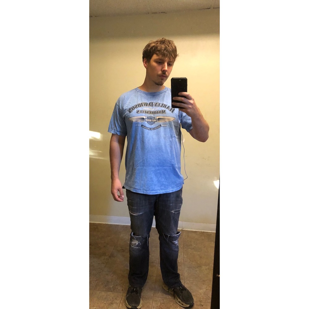 VTG Acid Washed Harley Davidson Tie Dye Lexington Kentucky 2007 Blue T shirt